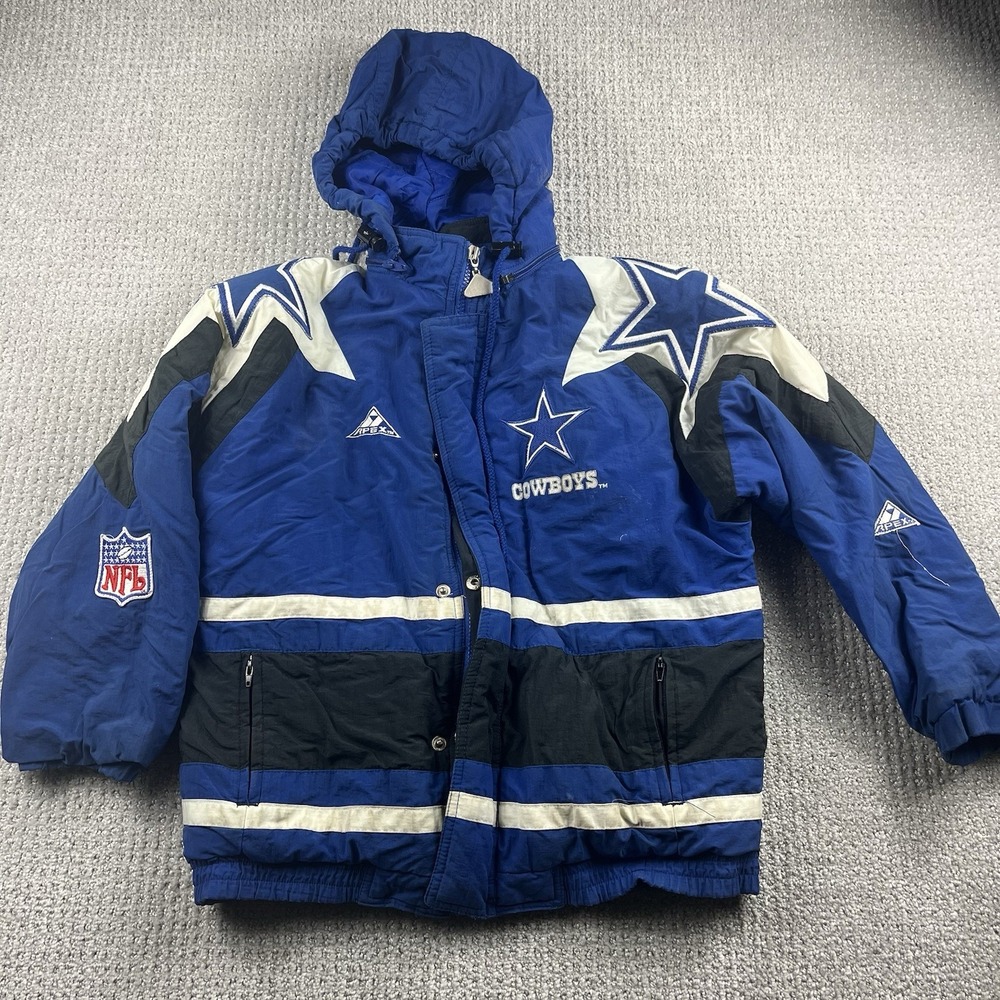 Vintage Dallas Cowboys Jacket Apex One NFL Pro Line 90s Youth Boys Medium Blue